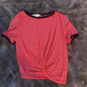 gaze red, white, and blue cropped tee.